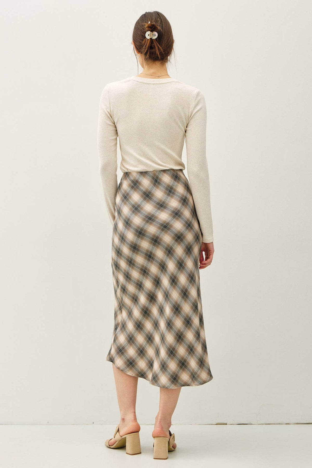 Tartan Plaid Flowy Midi Skirt
