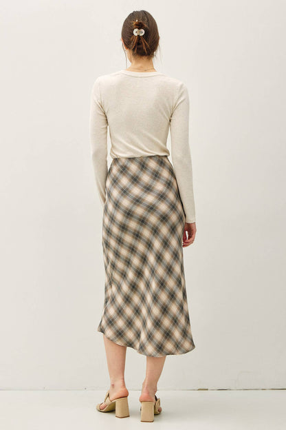 Tartan Plaid Flowy Midi Skirt