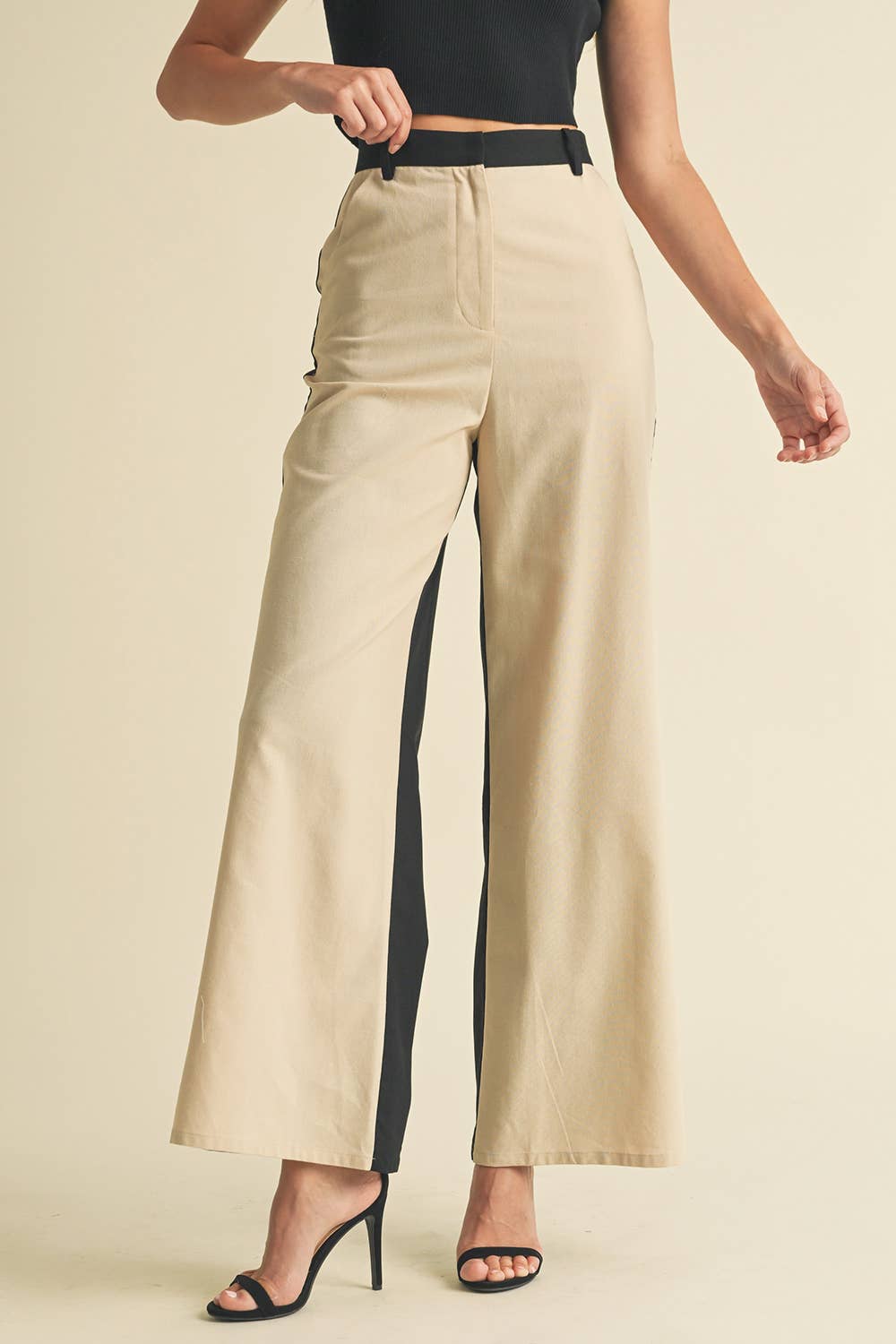 Linen Color Block Trouser