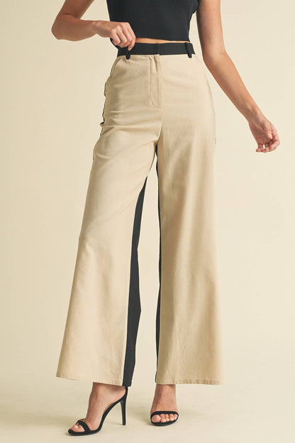 Linen Color Block Trouser