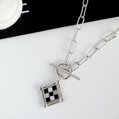 Checkboard Necklace Sterling Silver Gold Vermeil