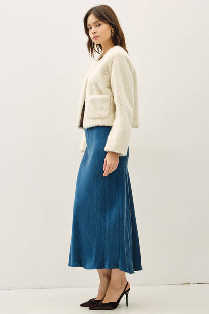 Silky Suede Feel Midi Skirt