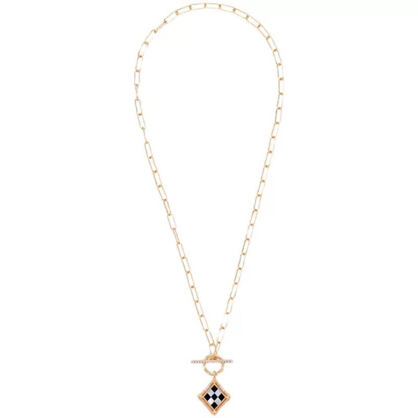 Checkboard Necklace Sterling Silver Gold Vermeil