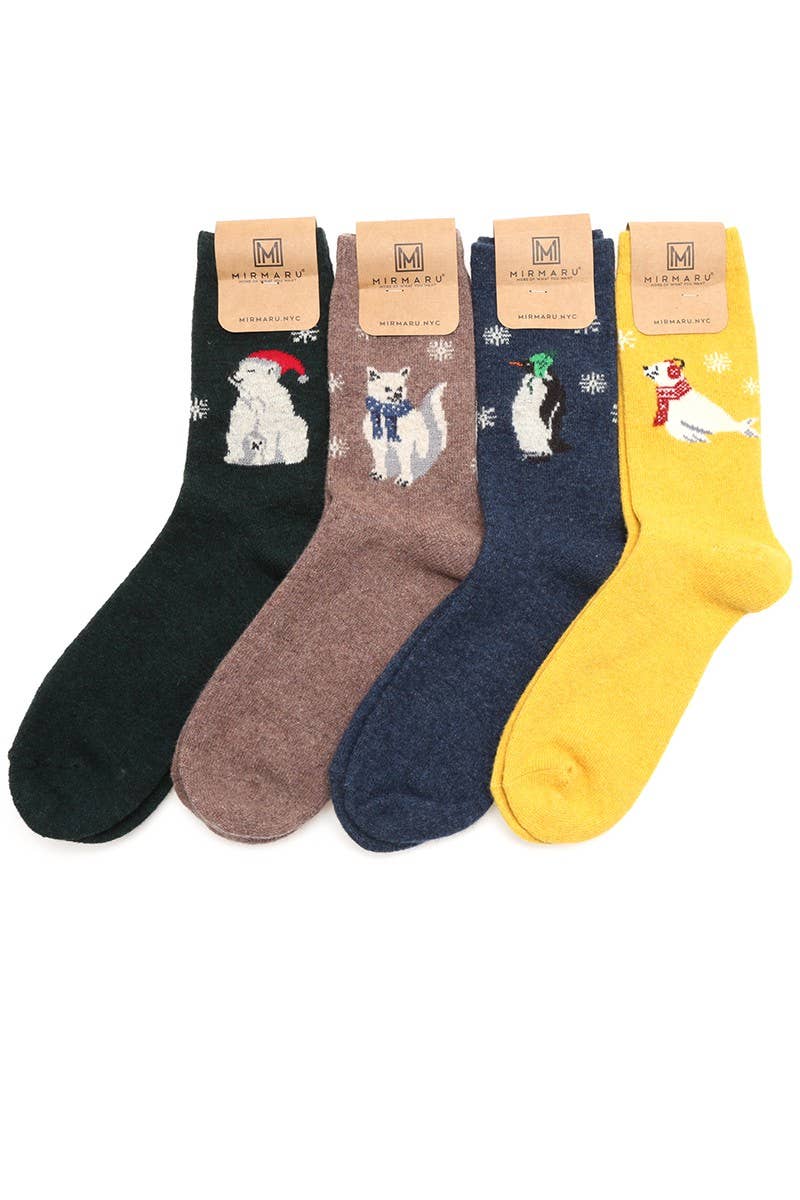 Women's Animals Wool Blend Crew Socks