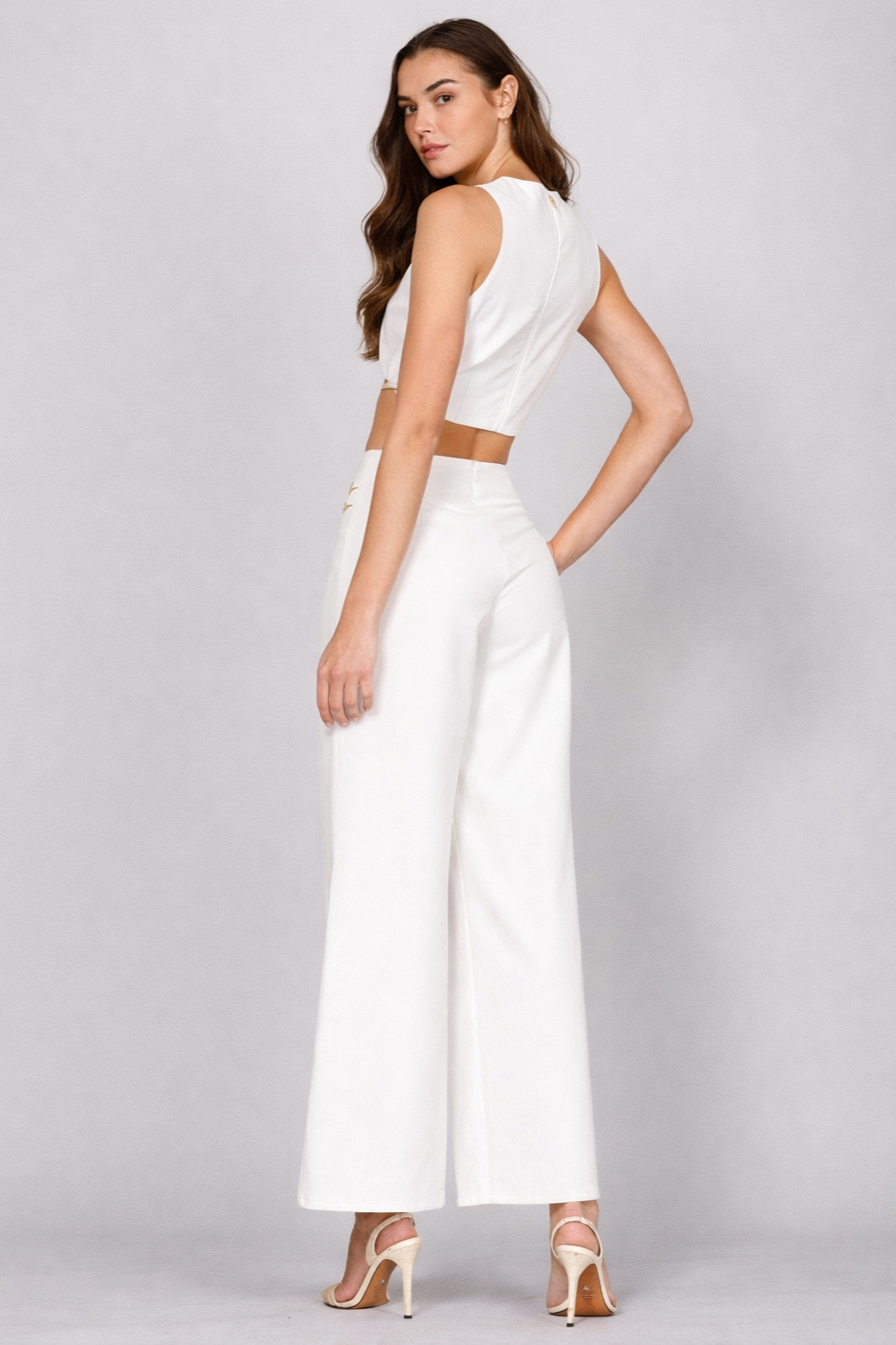 Endless Blu - LP1303 LINEN PANTS WITH DAINTY DOUBLE SIDE STRAP DETAIL