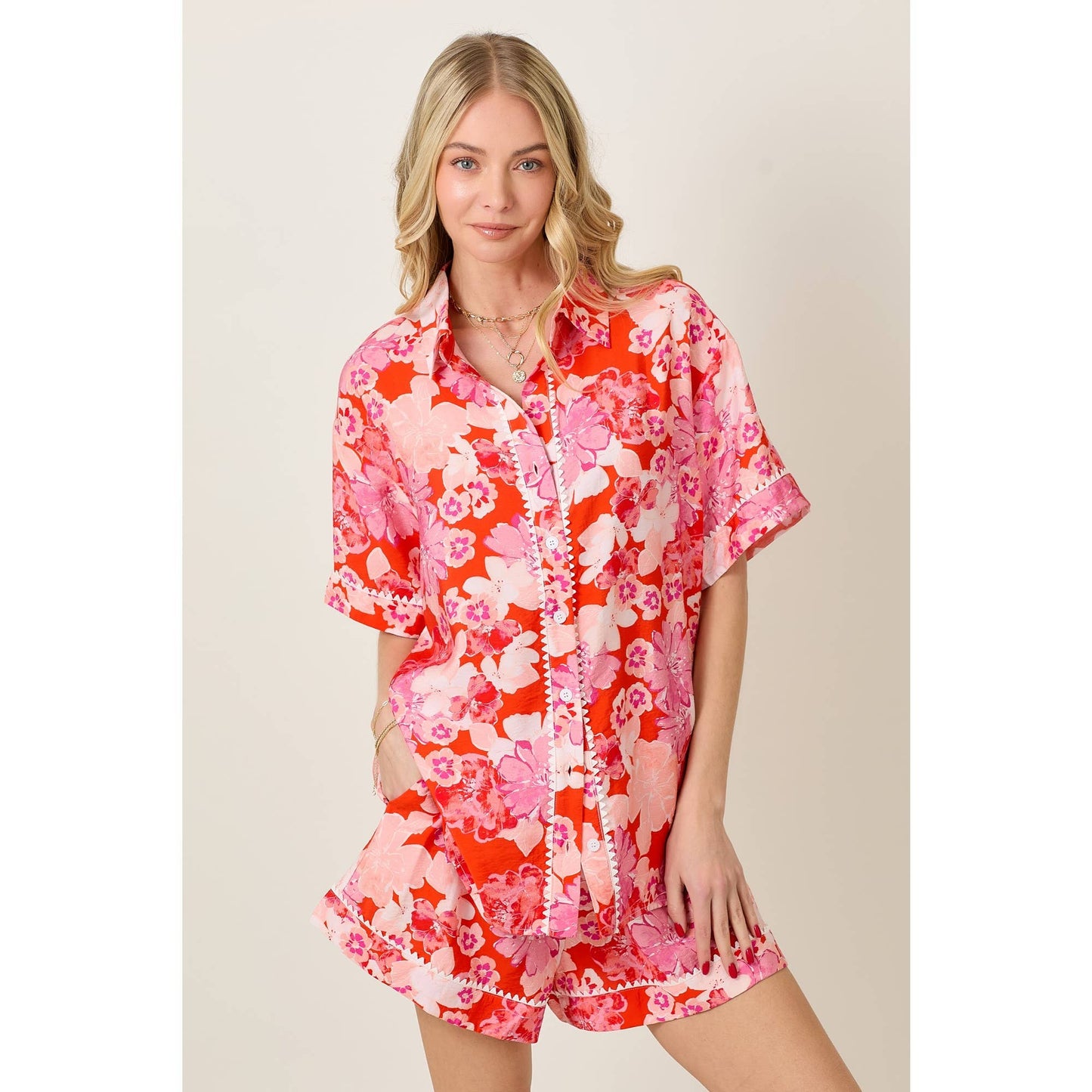 SKYLAR ROSE - Summer Floral Short Sleeve Top & Shorts Set