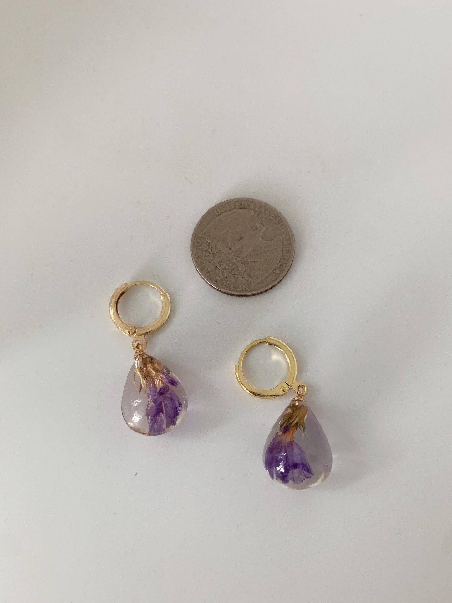 Unique Preserved Purple Floral Earrings