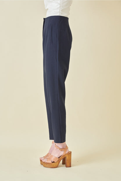 Navy High Waisted Ankle Length Pants