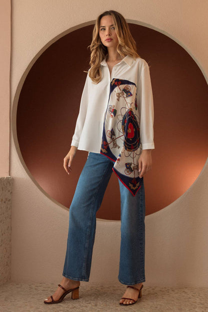 Jess Asymmetric Print Top