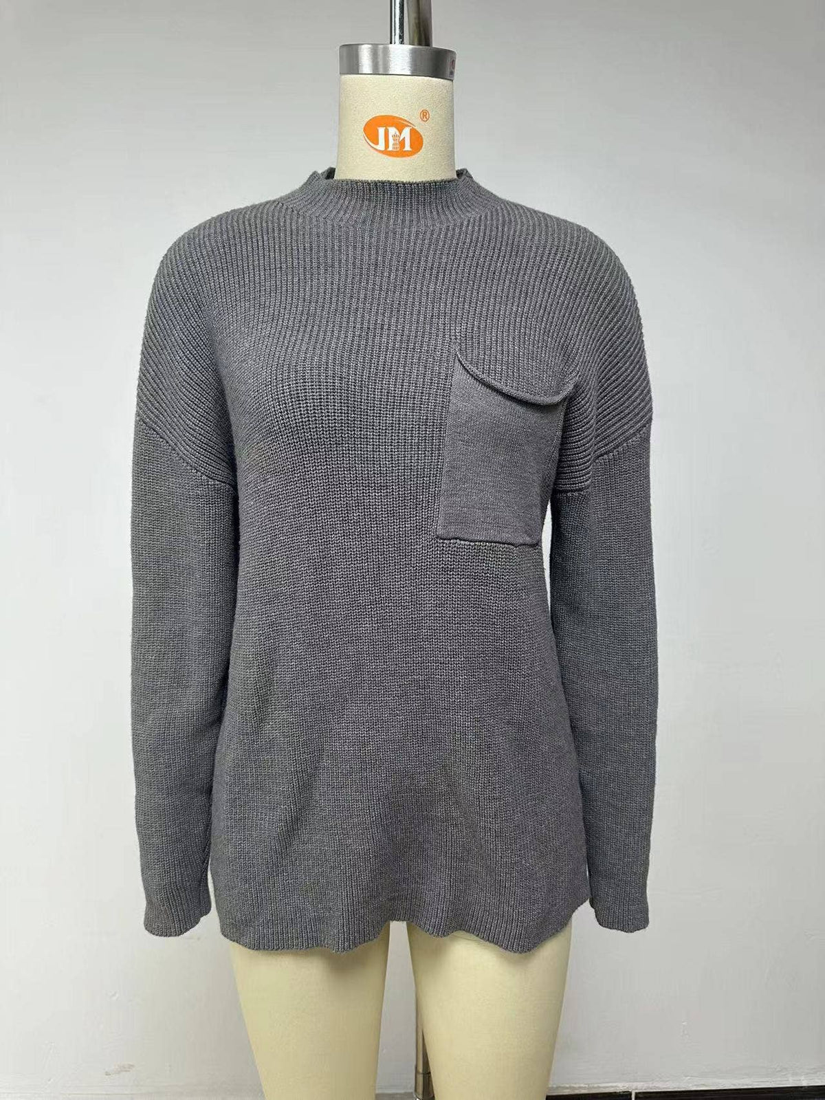 Long Sleeve Pullover Neck With Pocket Sweater