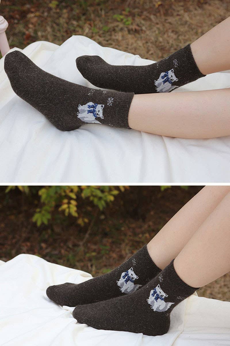Women's Animals Wool Blend Crew Socks
