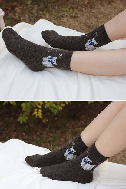 Women's Animals Wool Blend Crew Socks