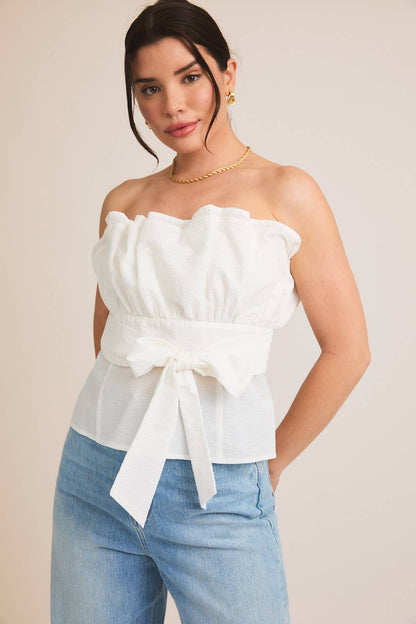 Strapless Ruffled Tulle Top