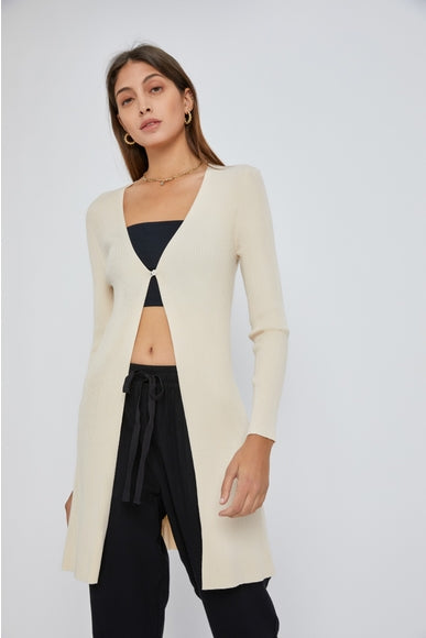 Cream Ribbed Duster Cardigan