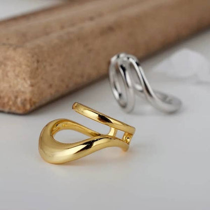 Double Line Golden & Silver Ear Cuff-One Piece