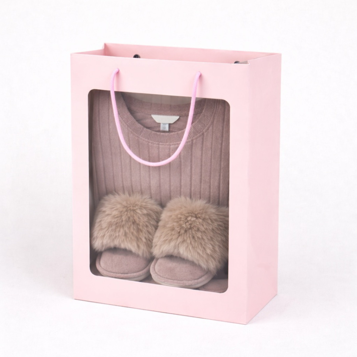 Ribbed Pajama Set + Faux Fur Slippers