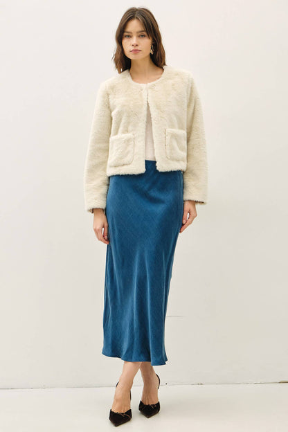 Silky Suede Feel Midi Skirt