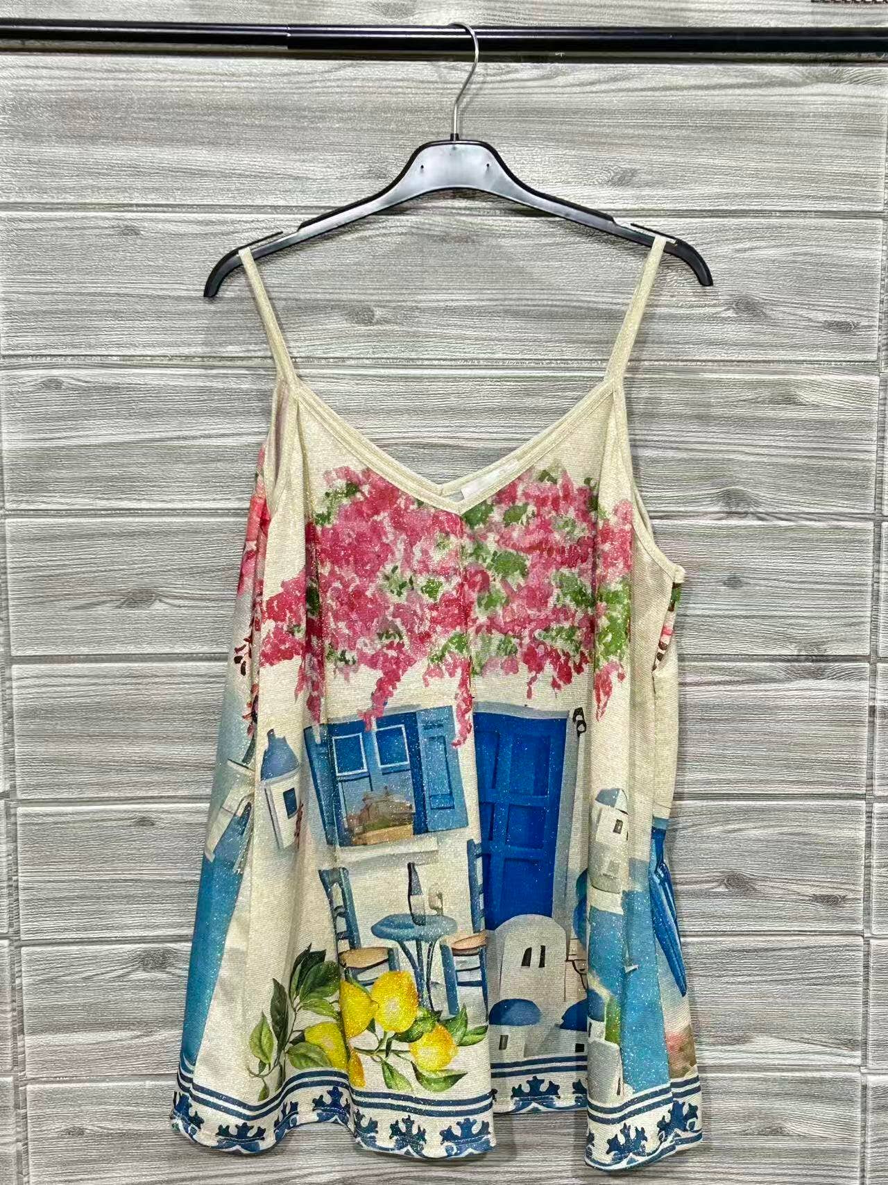 Printed Sky Blue Italian Top