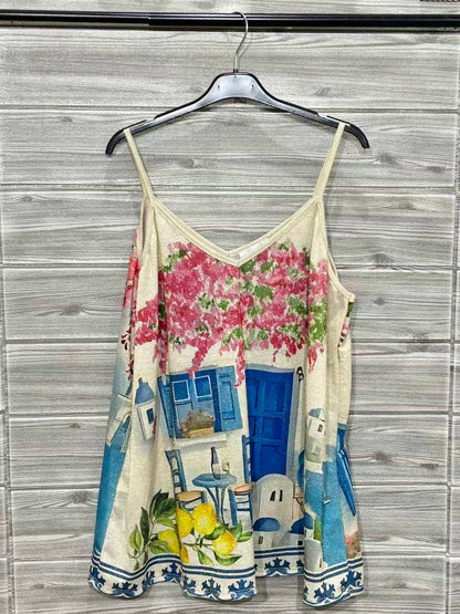 Printed Sky Blue Italian Top