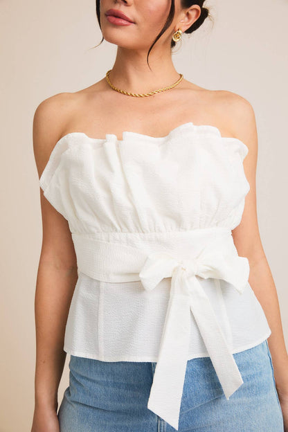 Strapless Ruffled Tulle Top