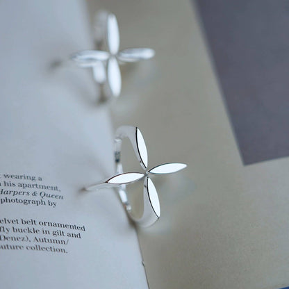 Minimalist Cross Flower Ring-Sterling Silver-Adjustable