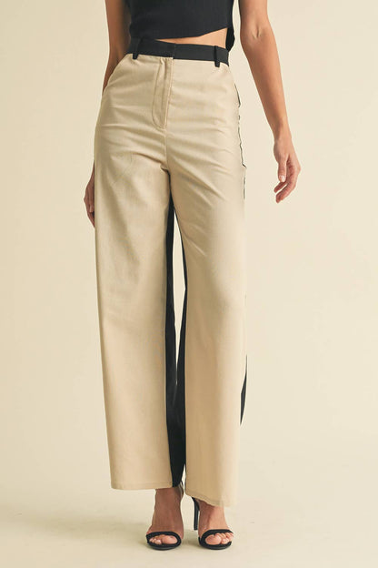 Linen Color Block Trouser