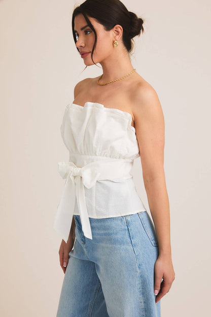 Strapless Ruffled Tulle Top