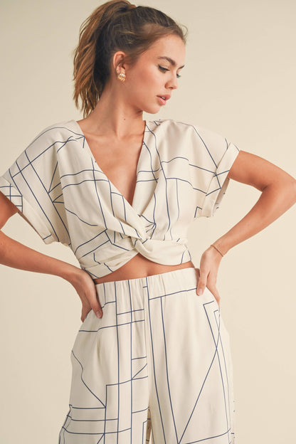 MIOU MUSE - T3447ST   MULTI GRID PATTERN KNT FRONT TOP