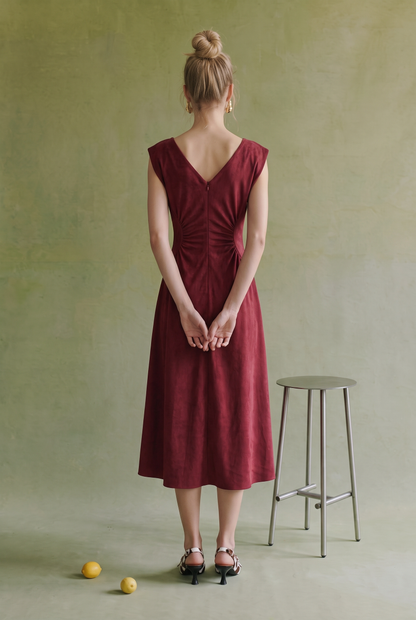 Suede Fit & Flare Midi Dress