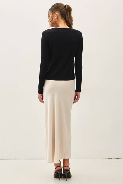 Silky Suede Feel Midi Skirt