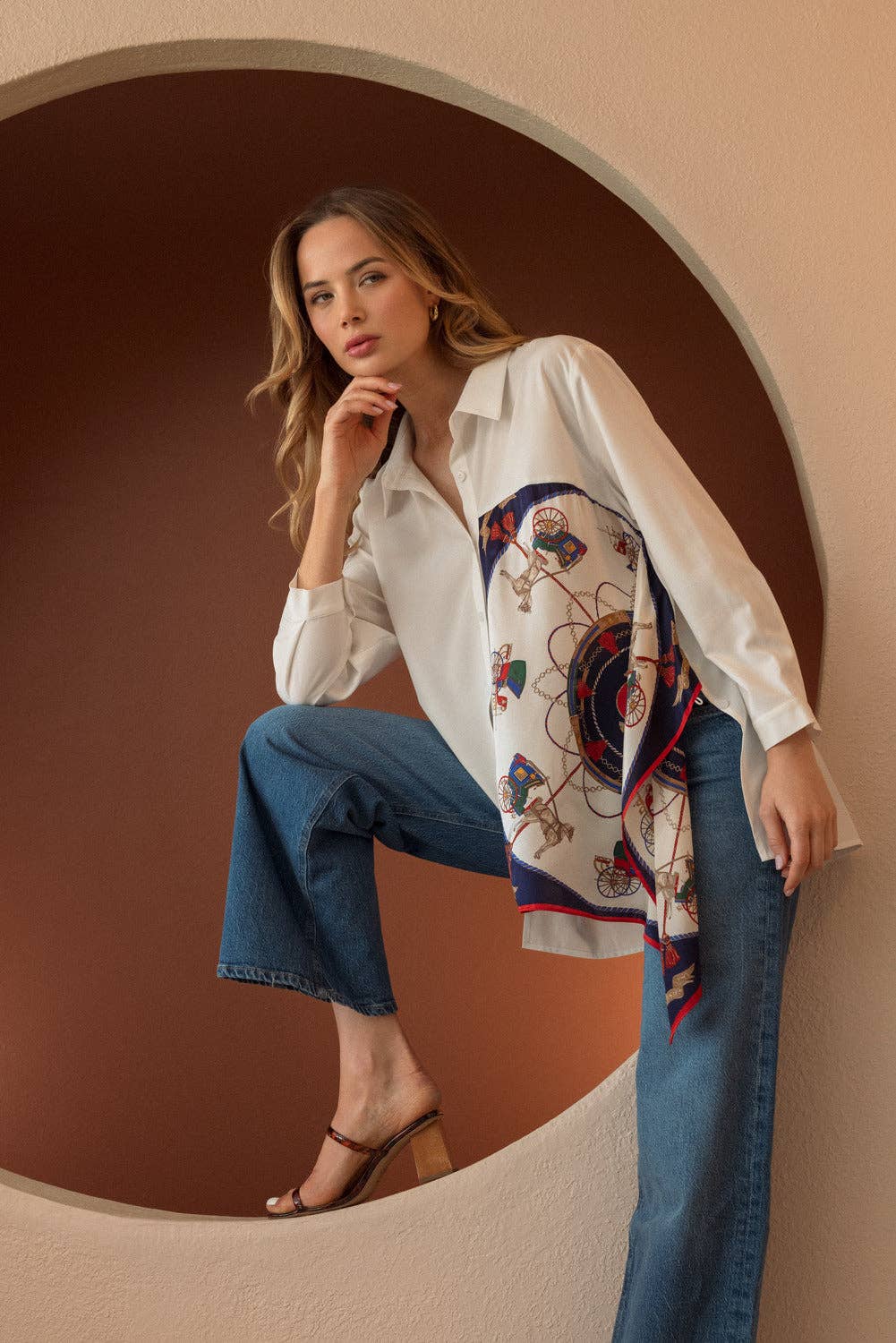 Jess Asymmetric Print Top