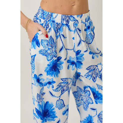 Skylar Rose - Floral Print Wide Leg Pants With Pockets