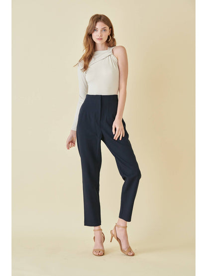 Navy High Waisted Ankle Length Pants
