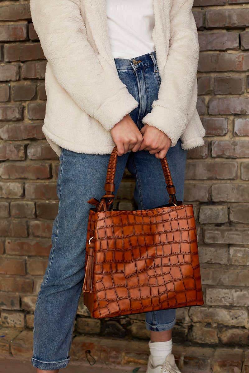 Olivia Crocodile Hobo Bag – Contrast Style