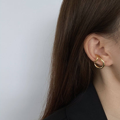 Double Line Golden & Silver Ear Cuff-One Piece