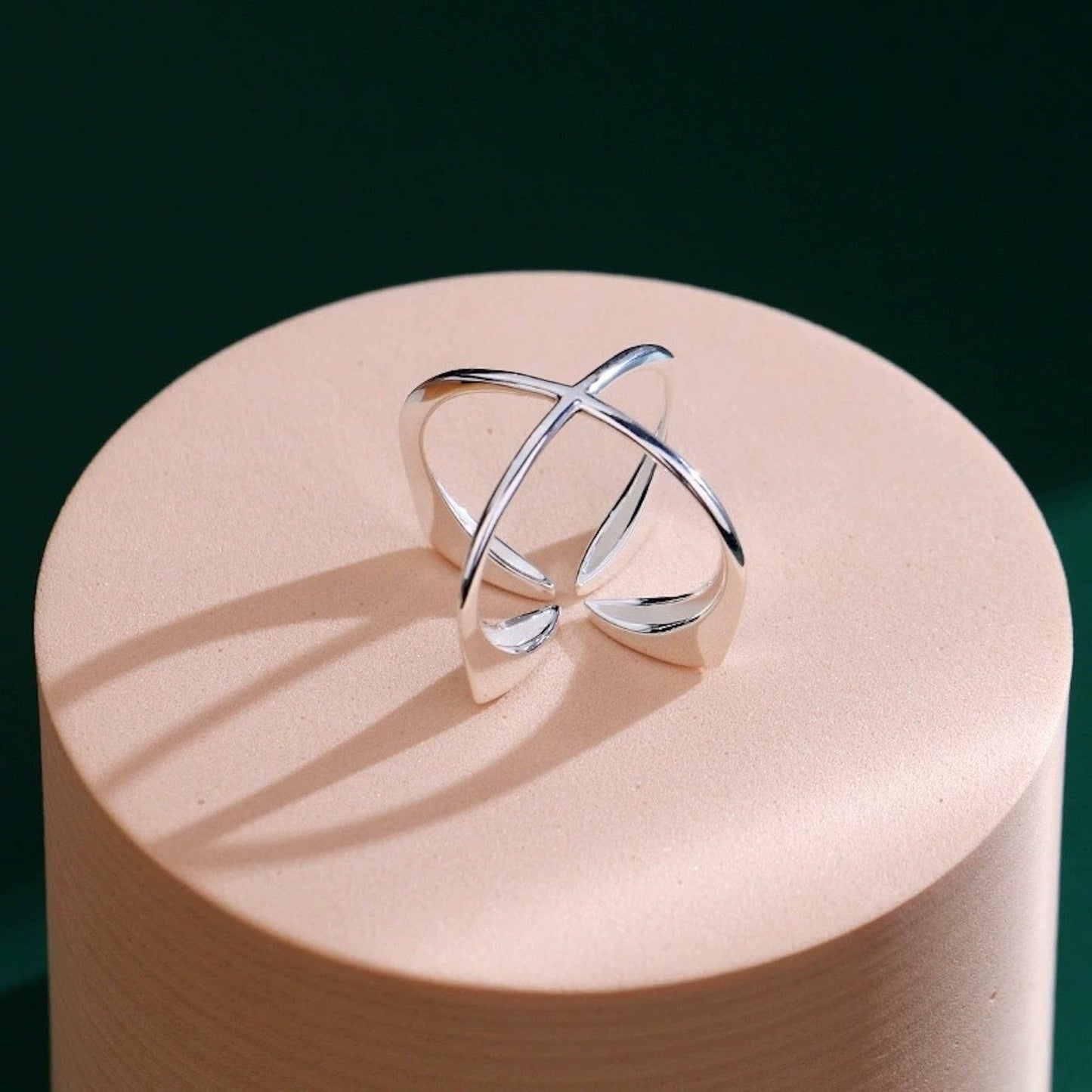 Minimalist Cross Flower Ring-Sterling Silver-Adjustable