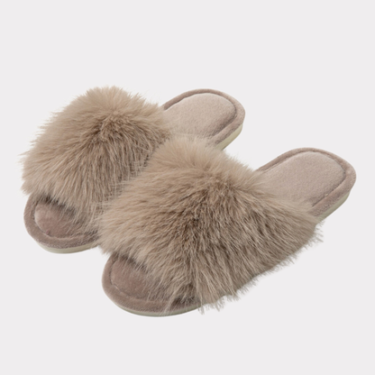 Ribbed Pajama Set + Faux Fur Slippers