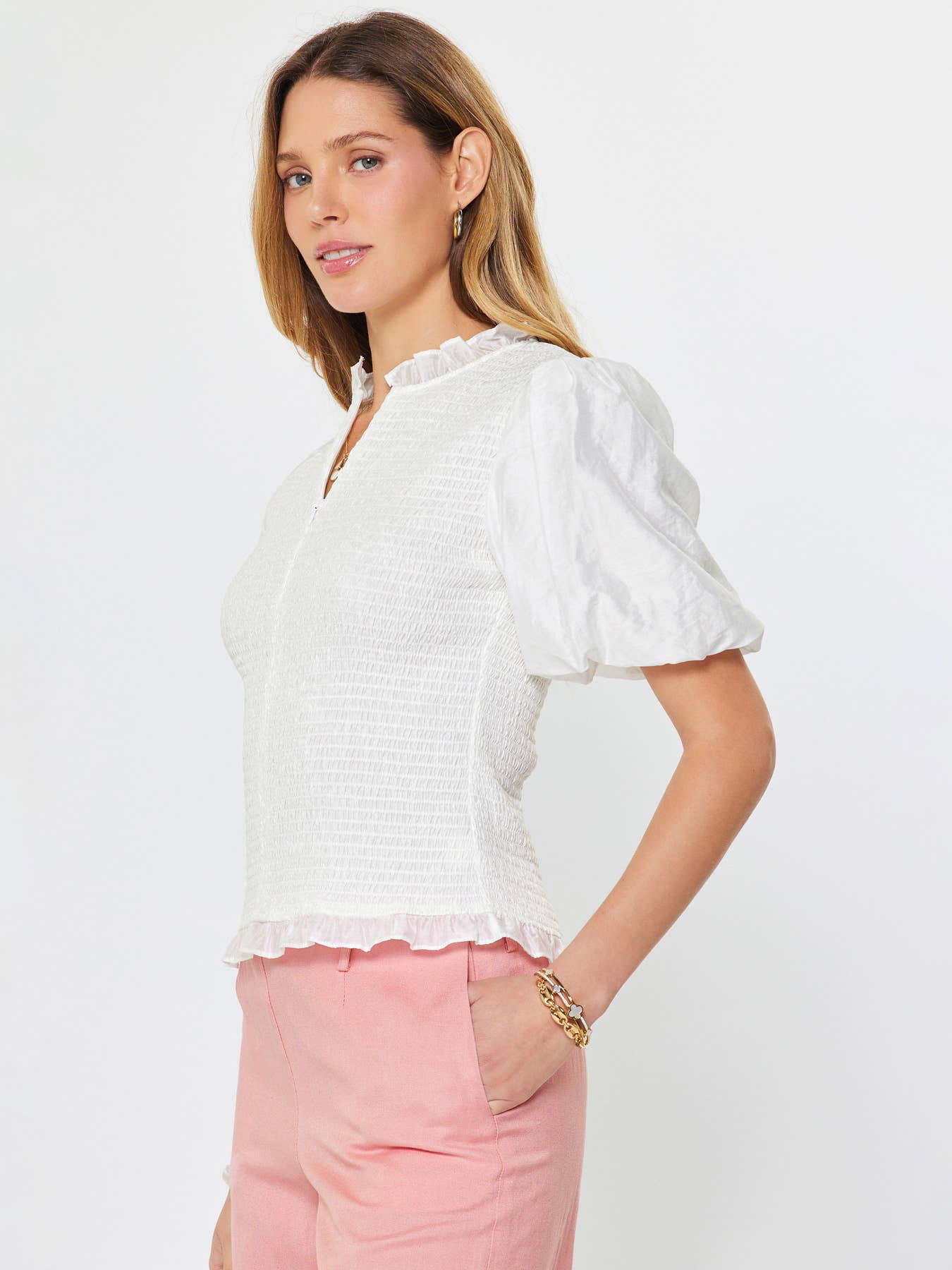 Puff Sleeve Smocked Top