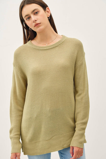 BASIC ROUND NECK BOYFRIEND FIT SWEATER