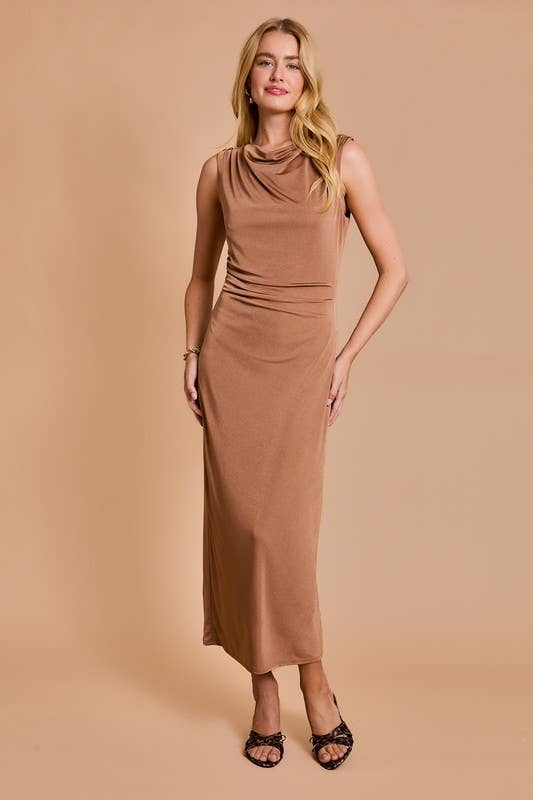 Cowl Neck Sleeveless Maxi Dress