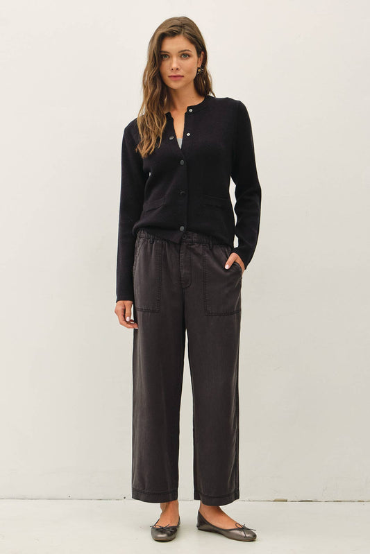 Wide-Leg Tencel Pant With Drawstring Elastic Waist