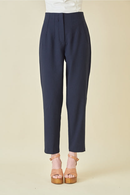 Navy High Waisted Ankle Length Pants