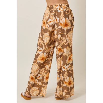 Skylar Rose - Floral Print Wide Leg Pants With Pockets