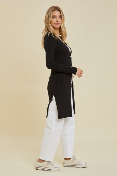 Black Ribbed Duster Cardigan