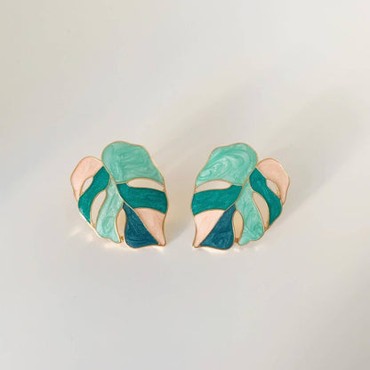 Monstera Leaf Stud Earrings