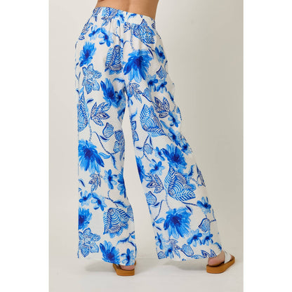 Skylar Rose - Floral Print Wide Leg Pants With Pockets