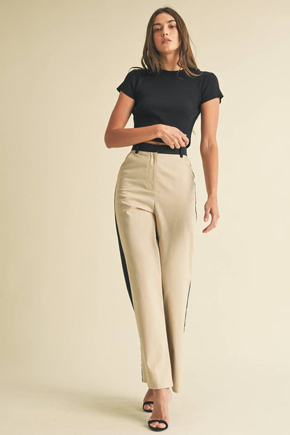 Linen Color Block Trouser