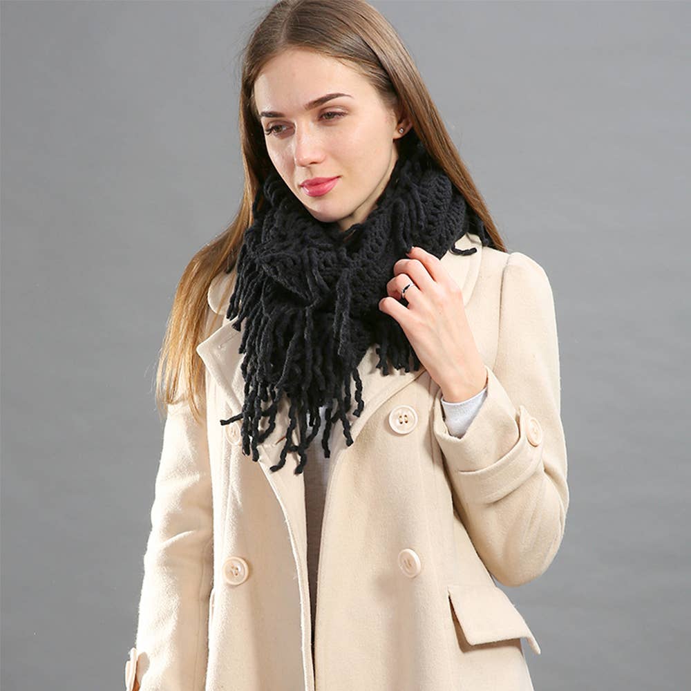 Knit Tassel Infinity Loop Scarf