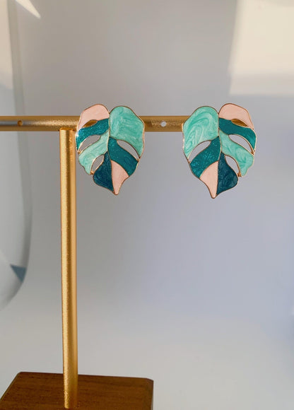 Monstera Leaf Stud Earrings