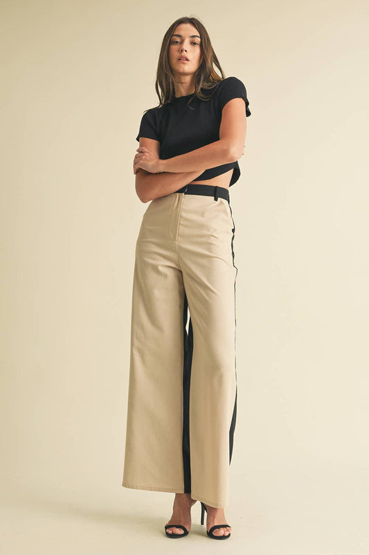 Linen Color Block Trouser
